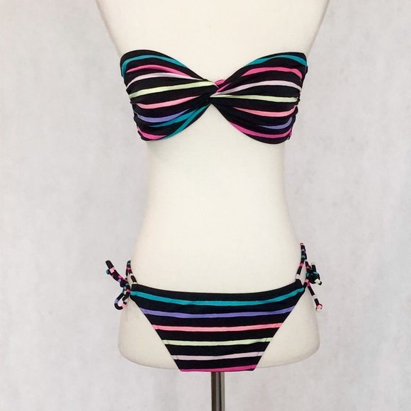 Victoria's Secret Other - Victoria’s Secret Black Stripe Bikini Set